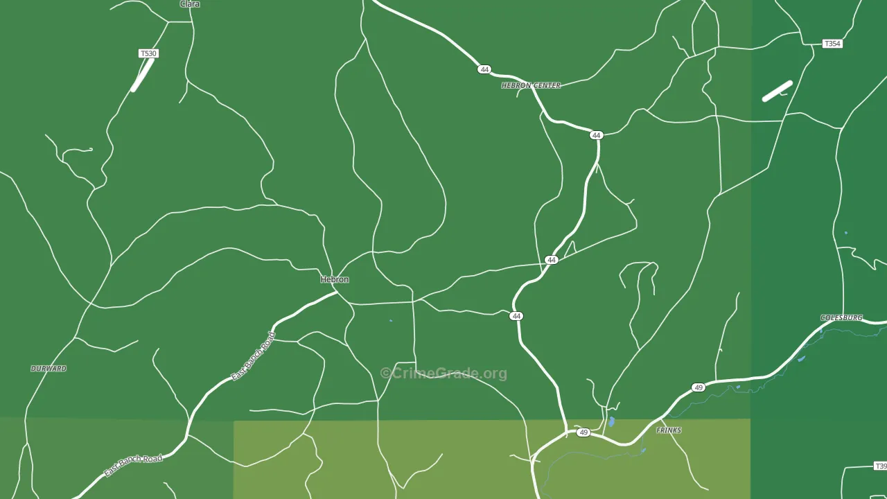 Hebron, PA Map of Vehicle Theft Rates