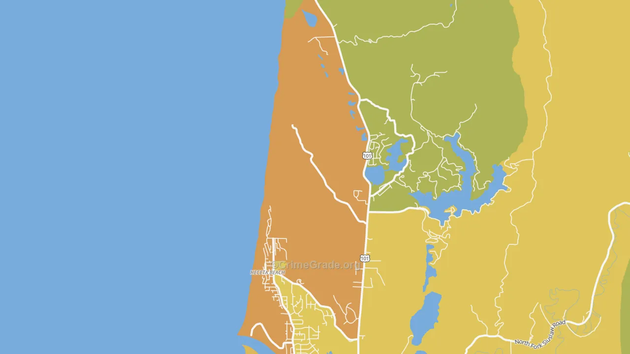 Heceta Beach, OR Map of Vehicle Theft Rates