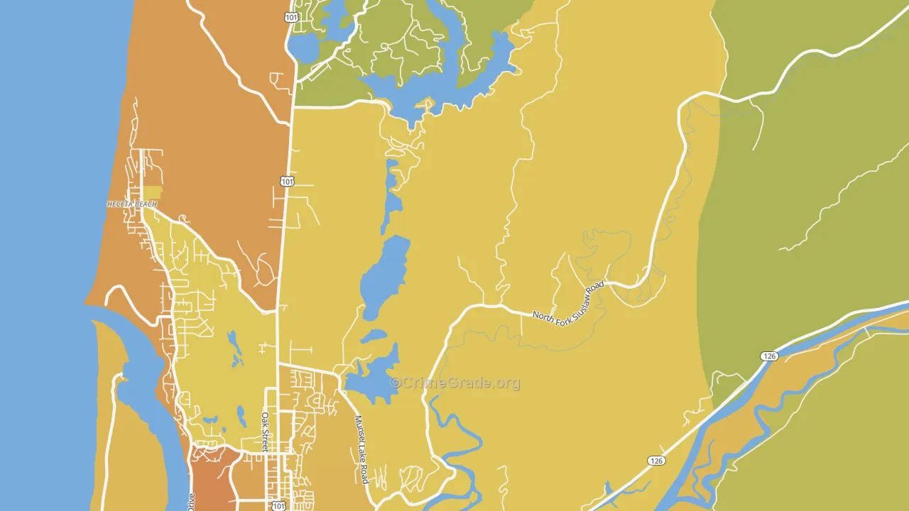 Heceta Junction, OR Map of Vehicle Theft Rates