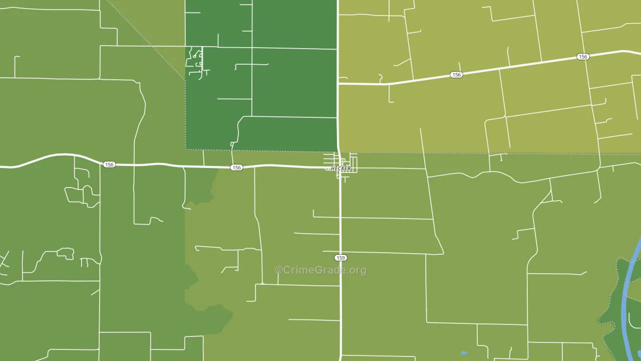 Hecker, IL Map of Vehicle Theft Rates