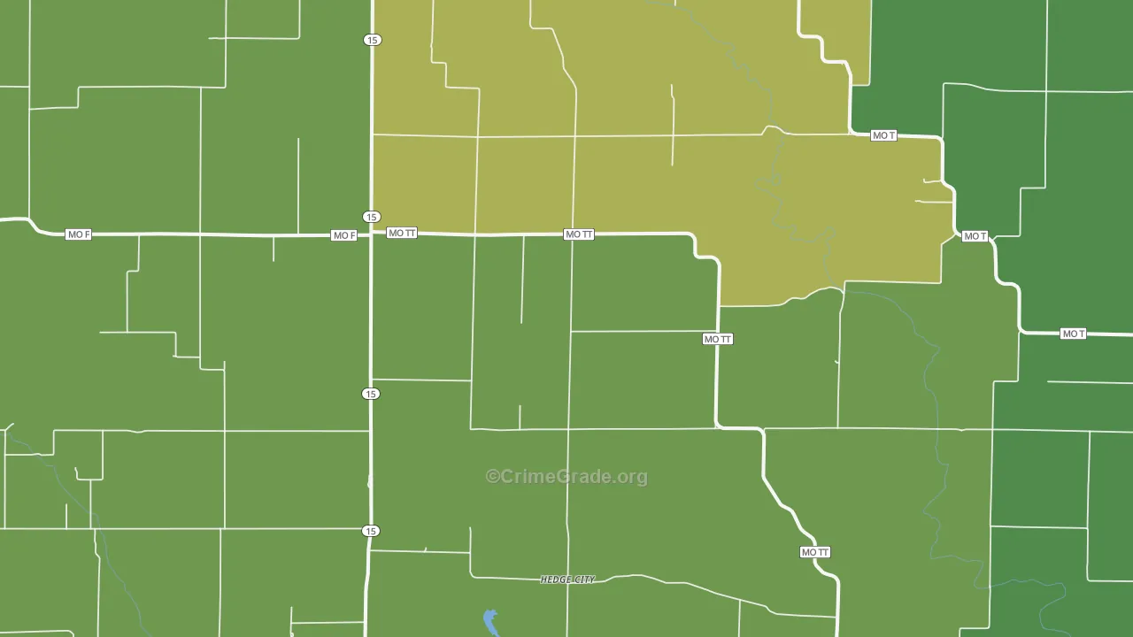 Hedge City, MO Map of Vehicle Theft Rates