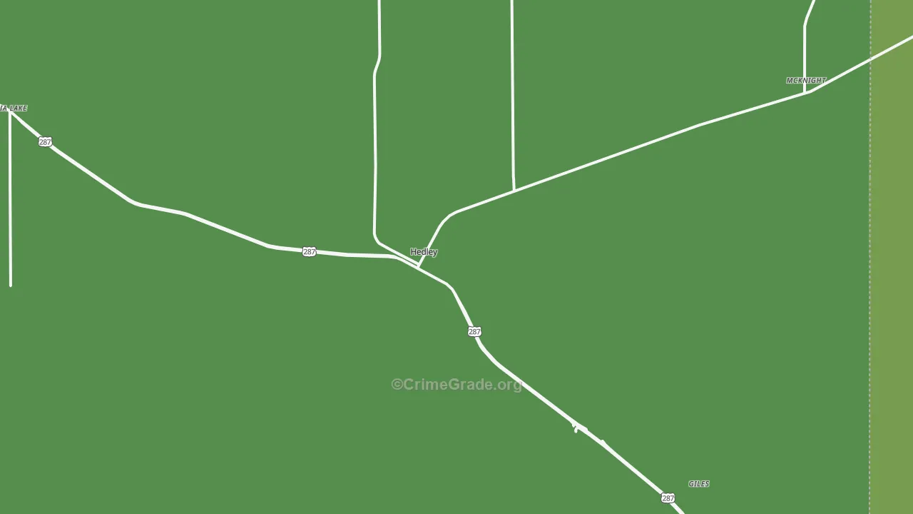 Hedley, TX Map of Vehicle Theft Rates