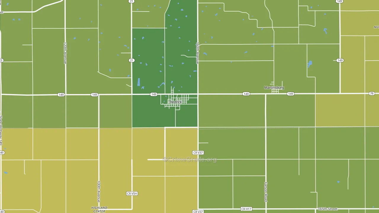 Hedrick, IA Map of Vehicle Theft Rates