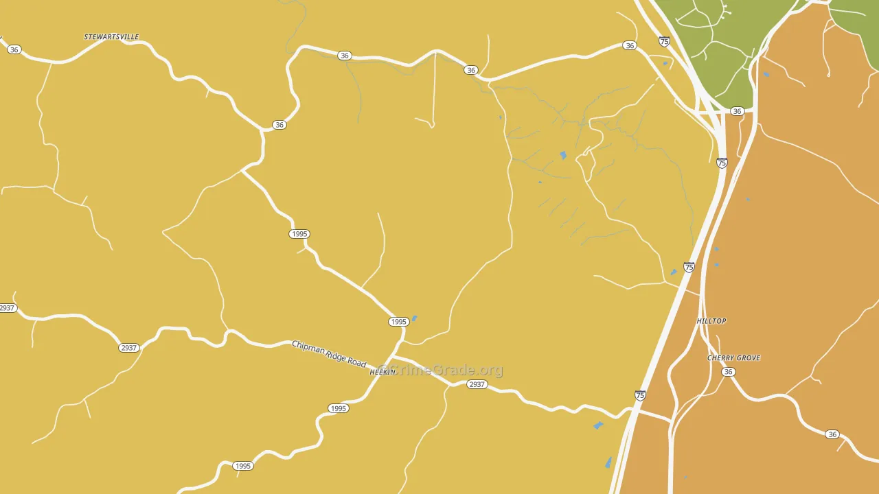 Heekin, KY Map of Vehicle Theft Rates