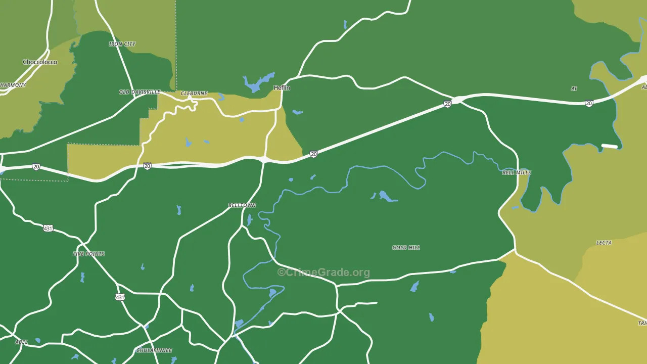 Heflin, AL Map of Vehicle Theft Rates