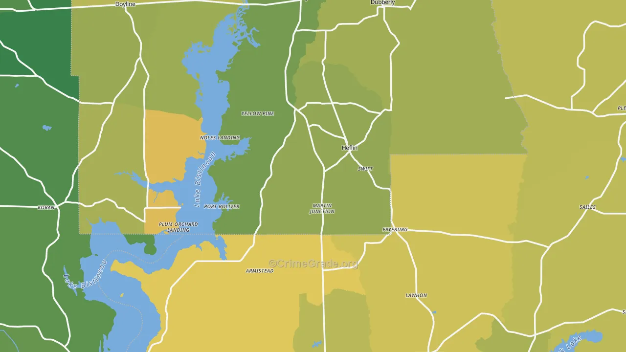 Heflin, LA Map of Vehicle Theft Rates