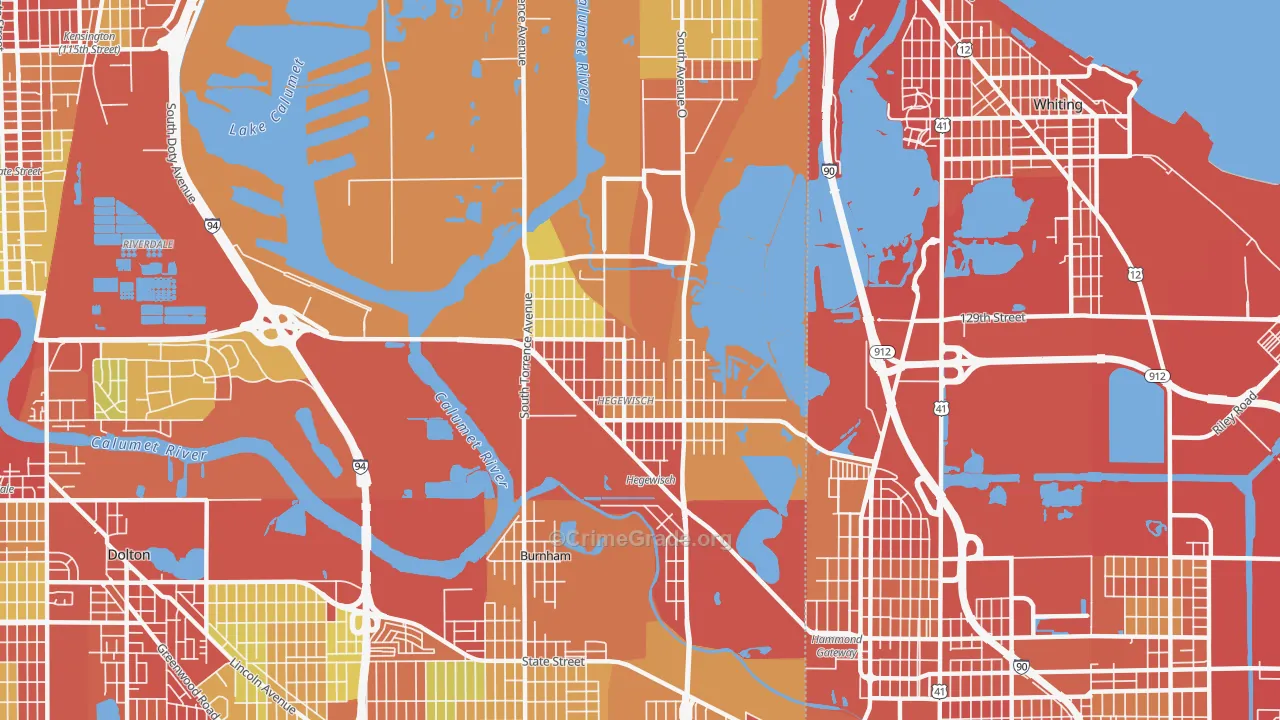 Hegewisch, Chicago, IL Map of Vehicle Theft Rates