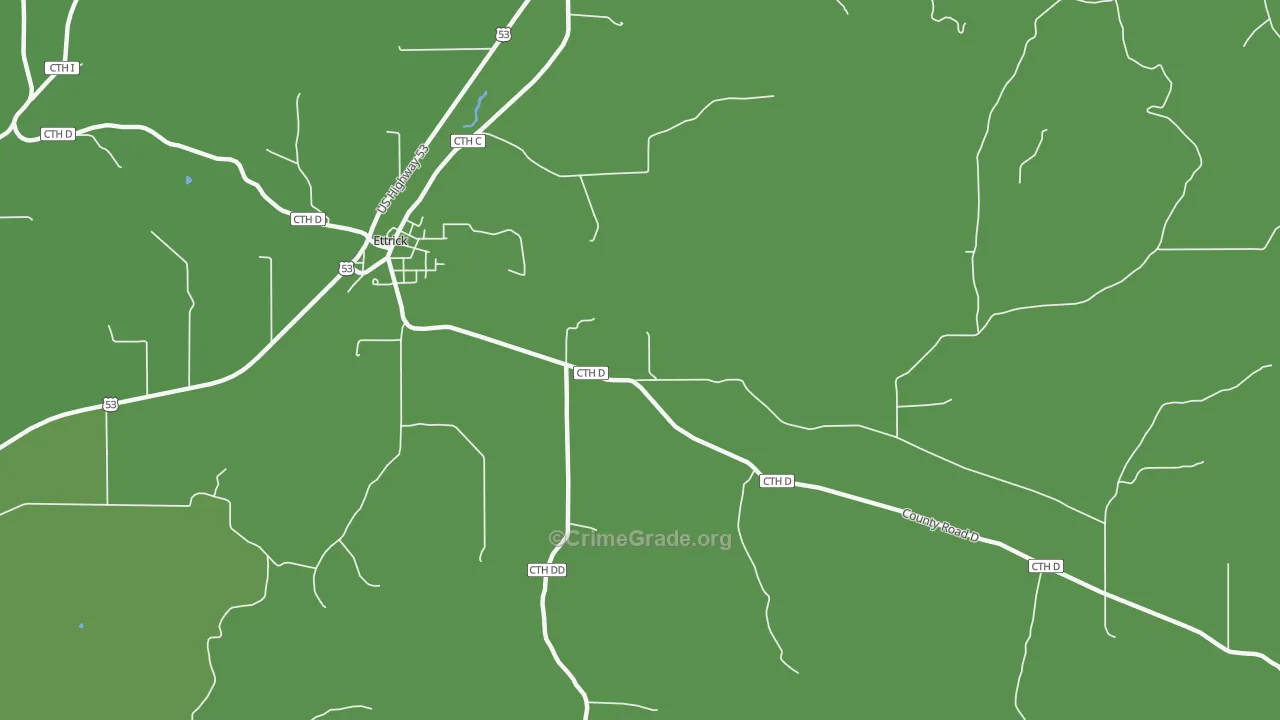 Hegg, WI Map of Vehicle Theft Rates