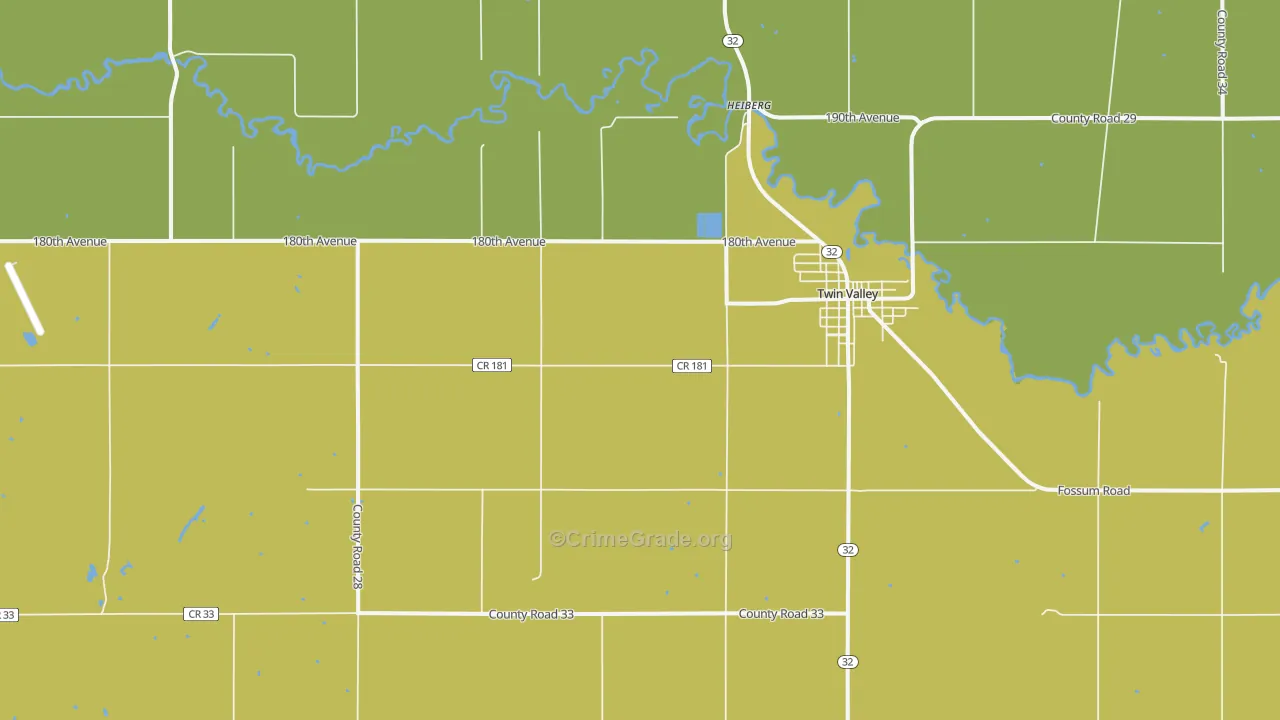 Heiberg, MN Map of Vehicle Theft Rates