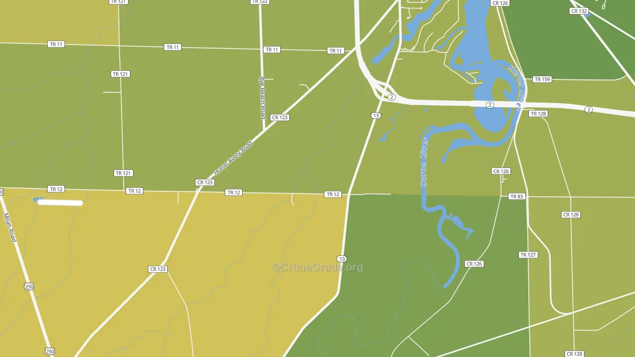 Heidelberg Beach, OH Map of Vehicle Theft Rates