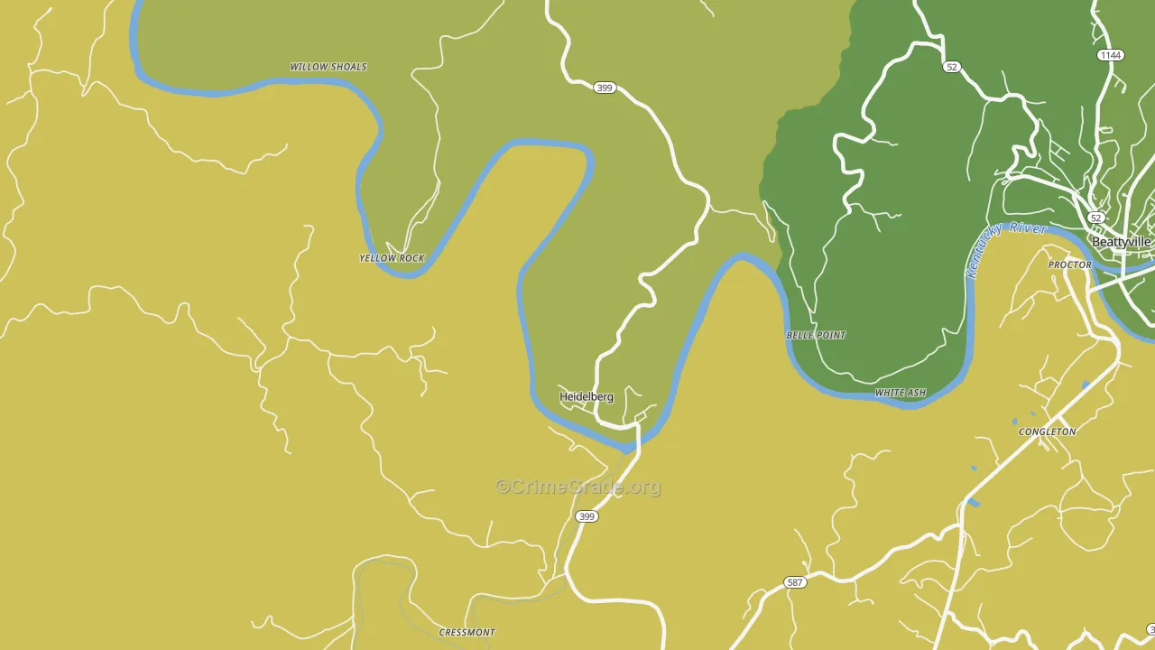 Heidelberg, KY Map of Vehicle Theft Rates