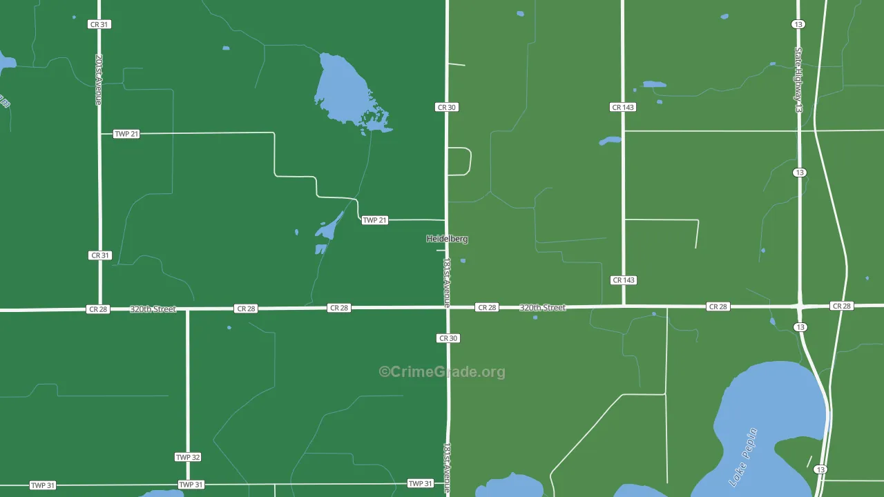 Heidelberg, MN Map of Vehicle Theft Rates