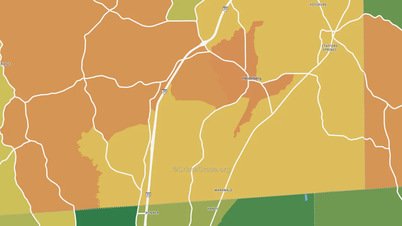 Heidelberg, MS Map of Vehicle Theft Rates