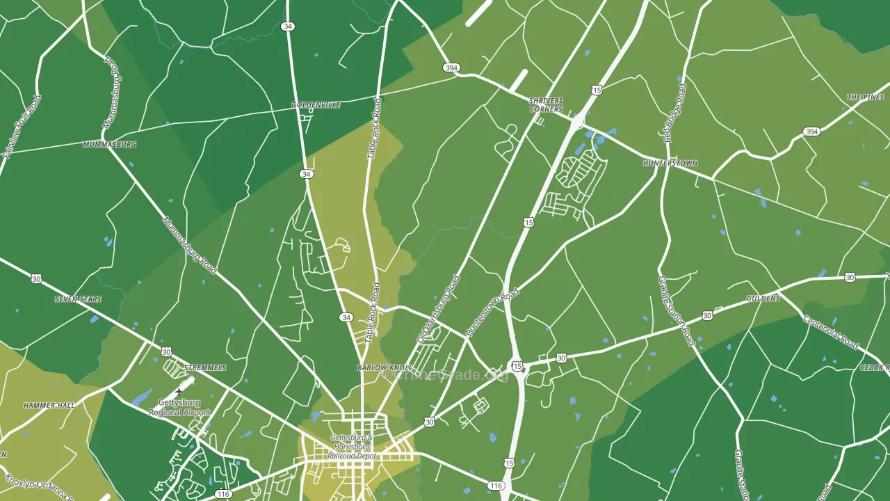 Heidlersburg, PA Map of Vehicle Theft Rates