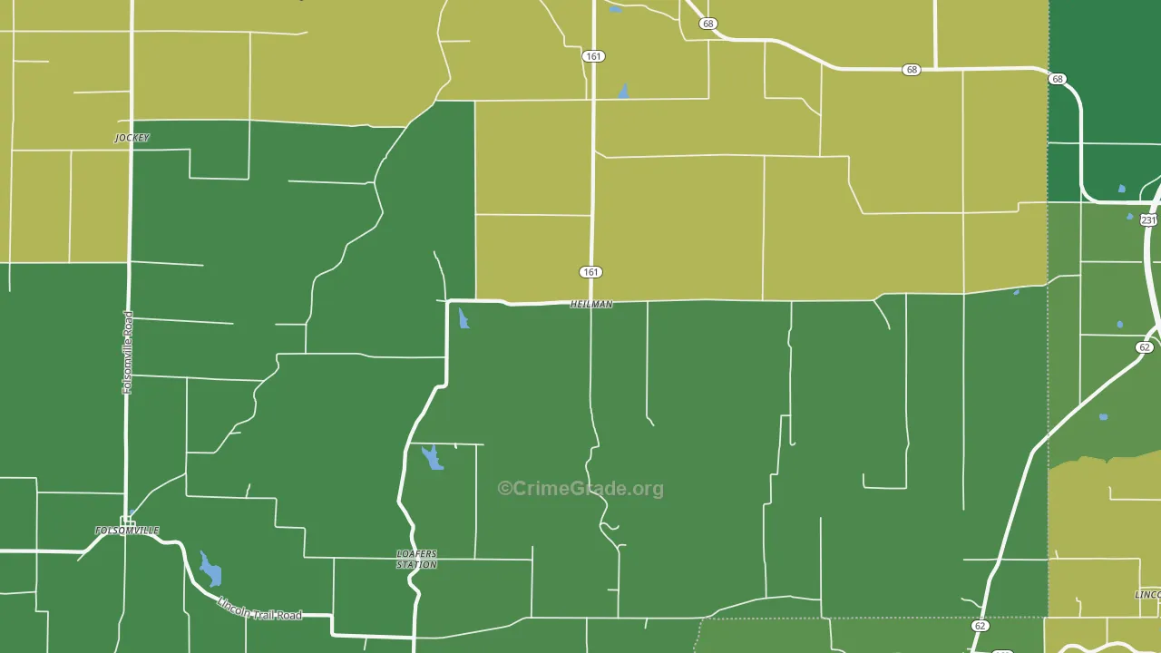 Heilman, IN Map of Vehicle Theft Rates