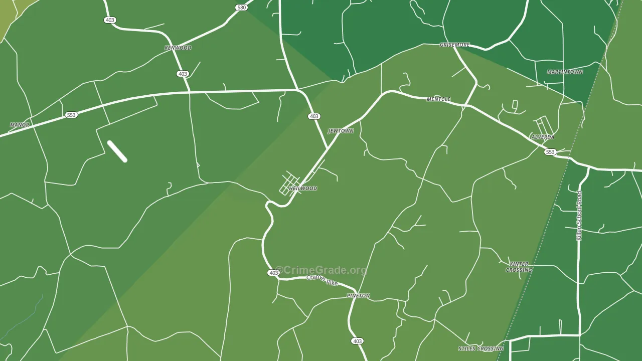 Heilwood, PA Map of Vehicle Theft Rates