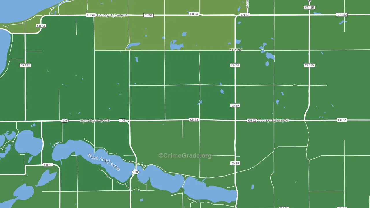 Heinola, MN Map of Vehicle Theft Rates