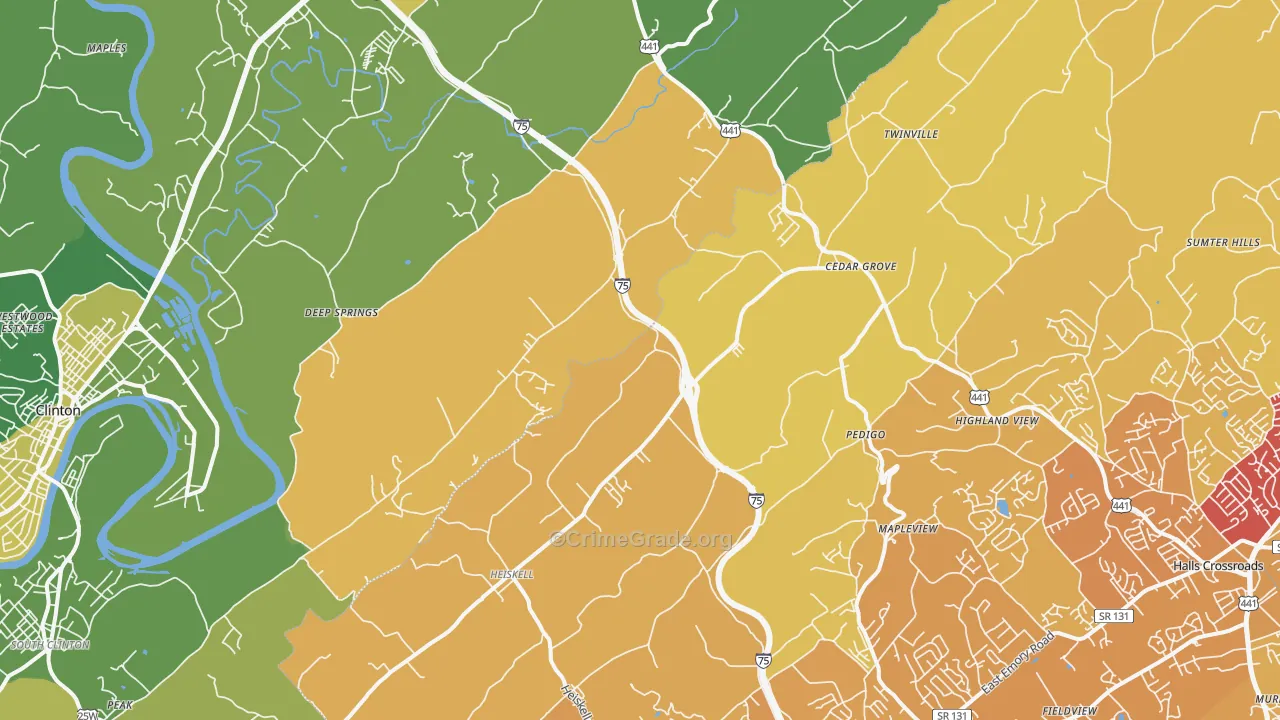 Heiskell, TN Map of Vehicle Theft Rates