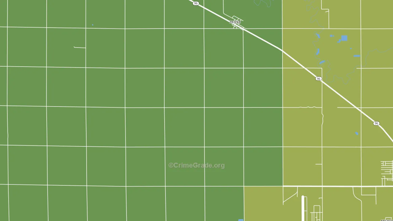Heizer, KS Map of Vehicle Theft Rates