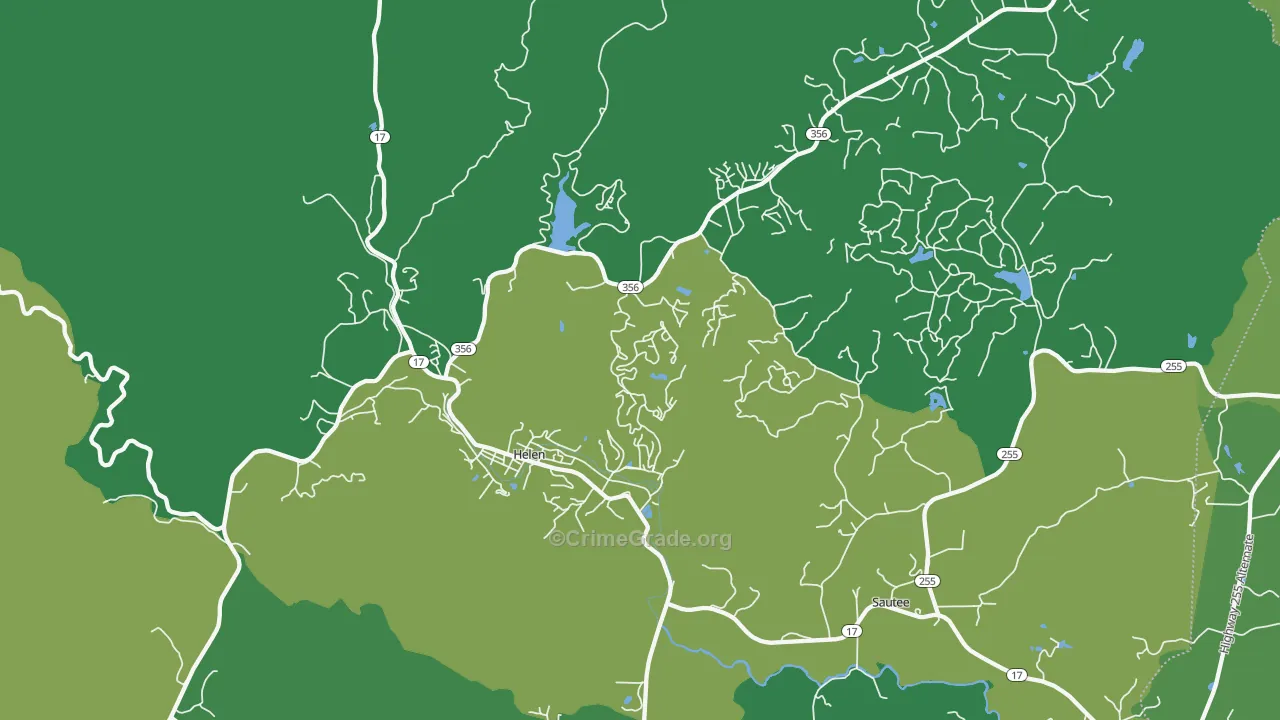 Helen, GA Map of Vehicle Theft Rates