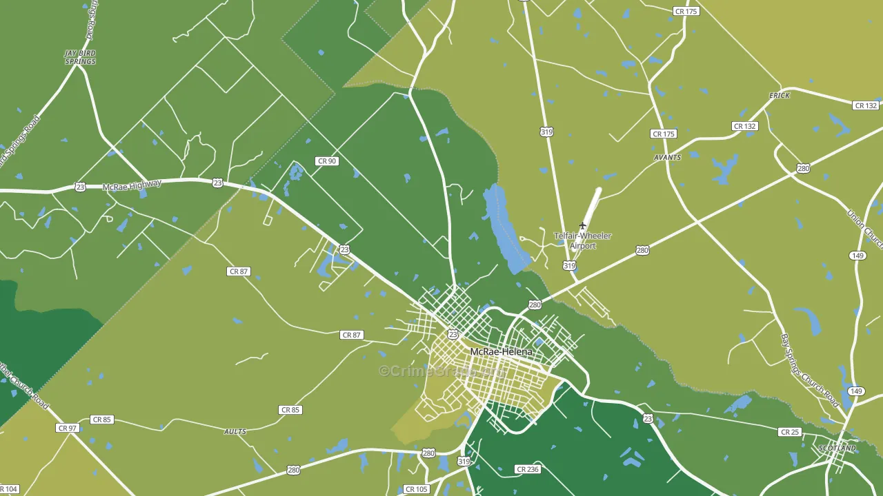 Helena, GA Map of Vehicle Theft Rates