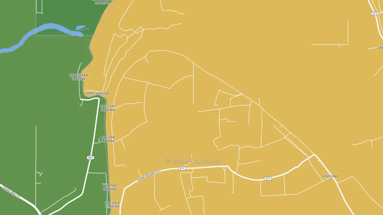 Helena, LA Map of Vehicle Theft Rates