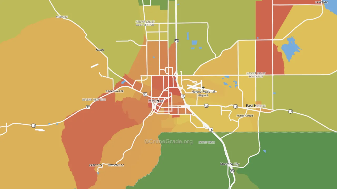 Helena, MT Map of Vehicle Theft Rates
