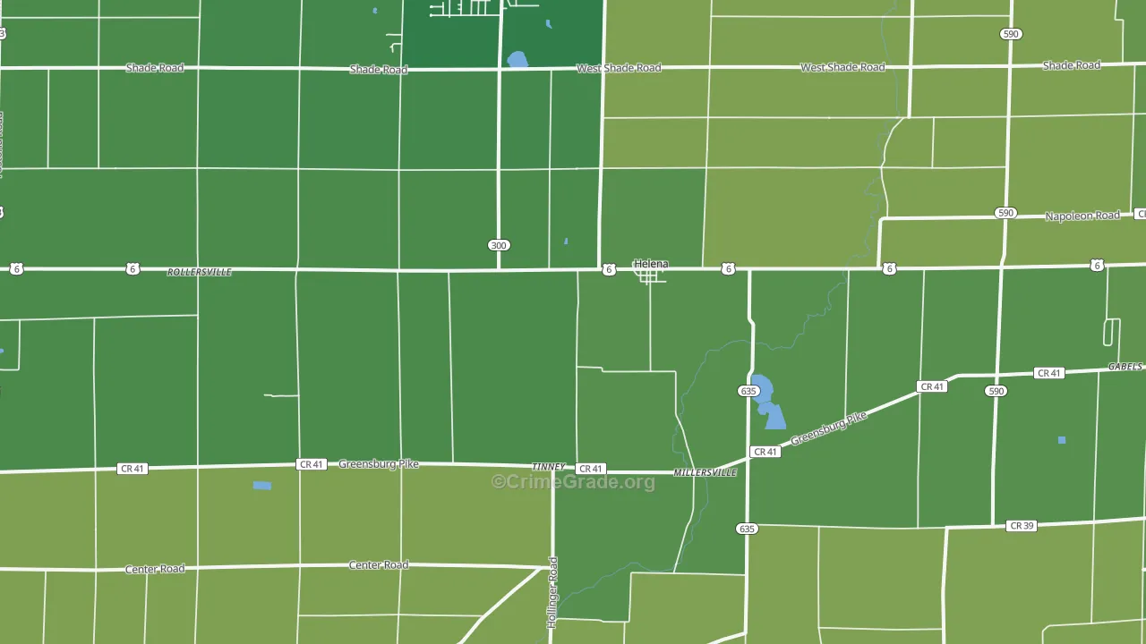 Helena, OH Map of Vehicle Theft Rates