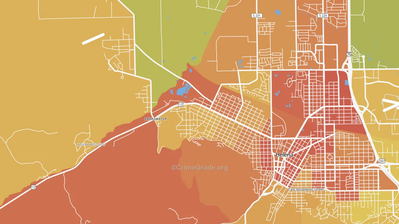 Helena West Side, MT Map of Vehicle Theft Rates