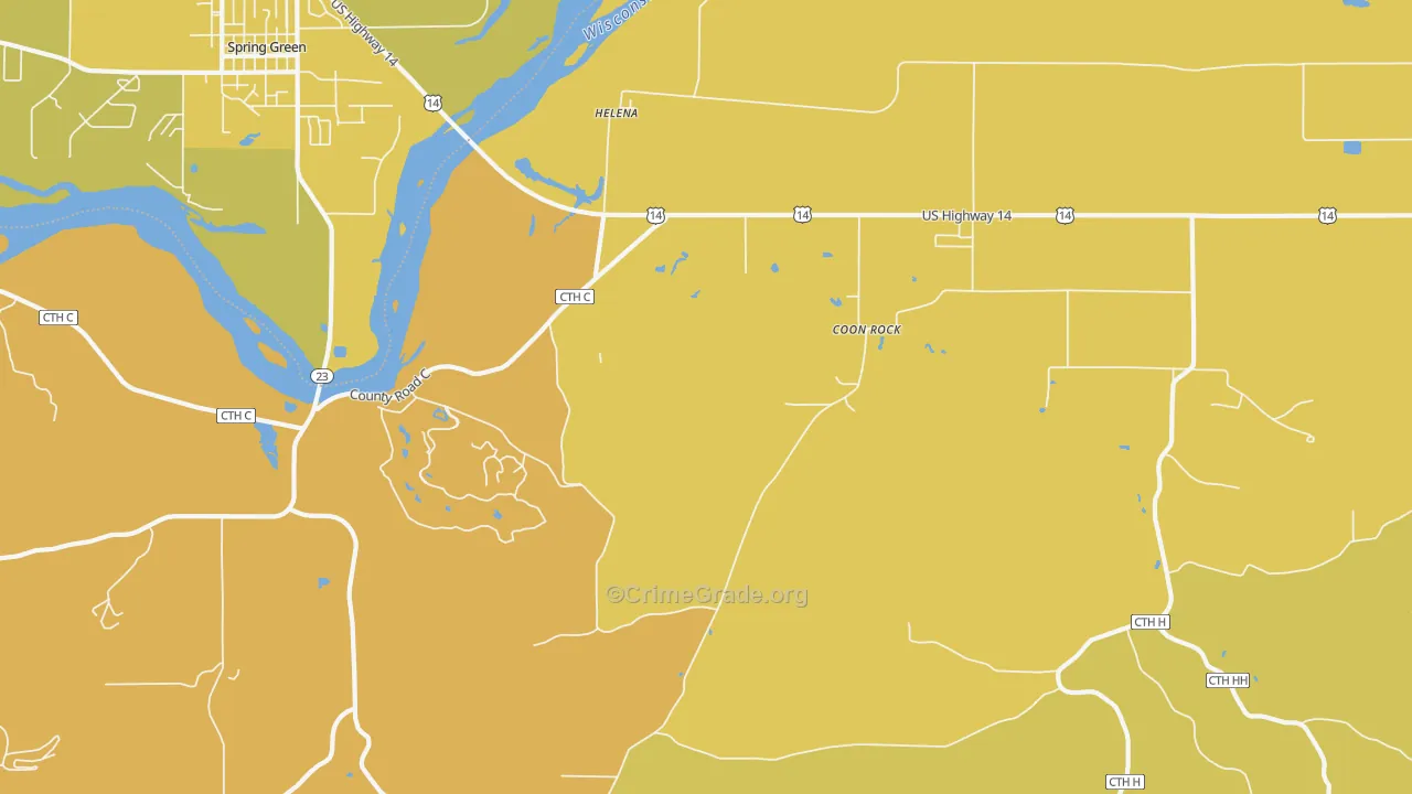 Helena, WI Map of Vehicle Theft Rates