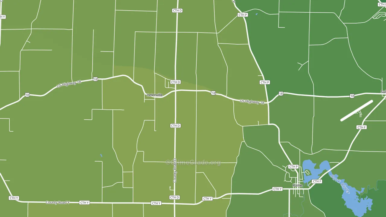 Helenville, WI Map of Vehicle Theft Rates
