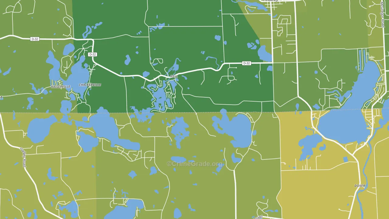 Hell, MI Map of Vehicle Theft Rates