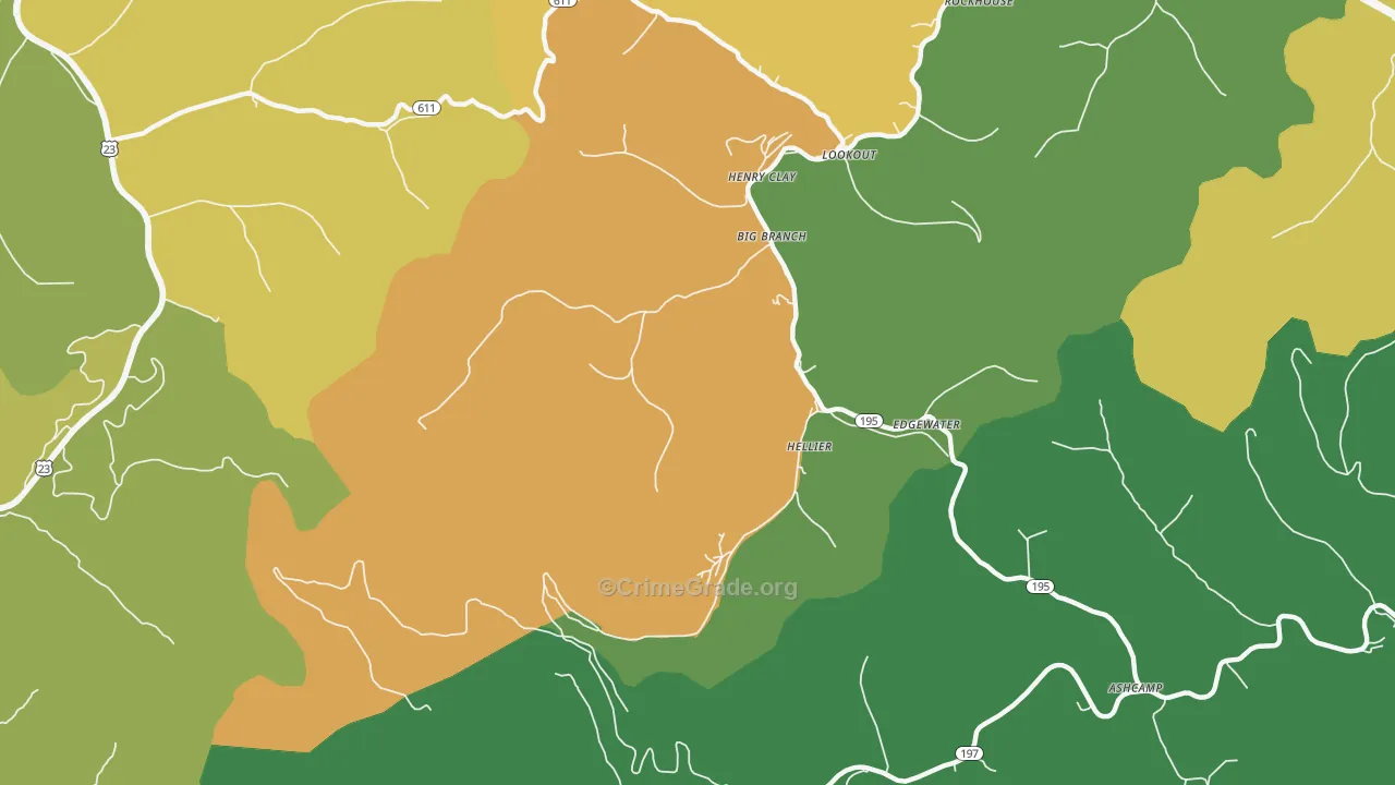 Hellier, KY Map of Vehicle Theft Rates