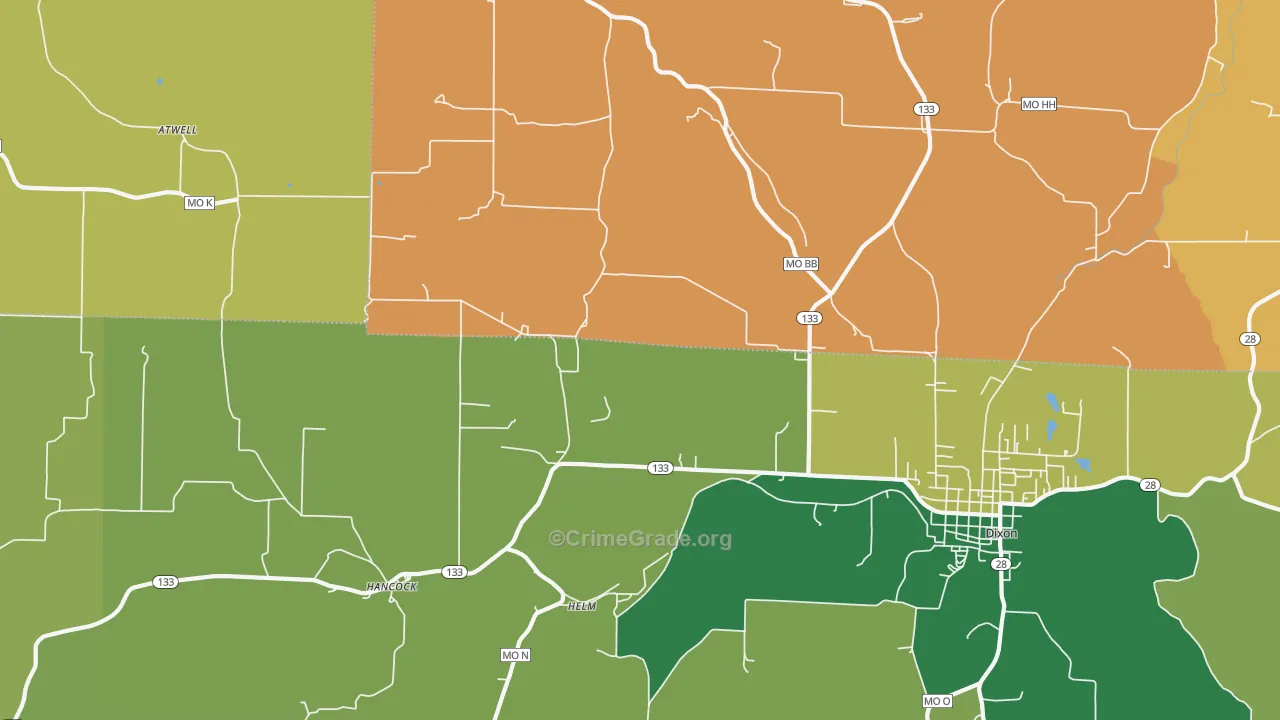 Helm, MO Map of Vehicle Theft Rates