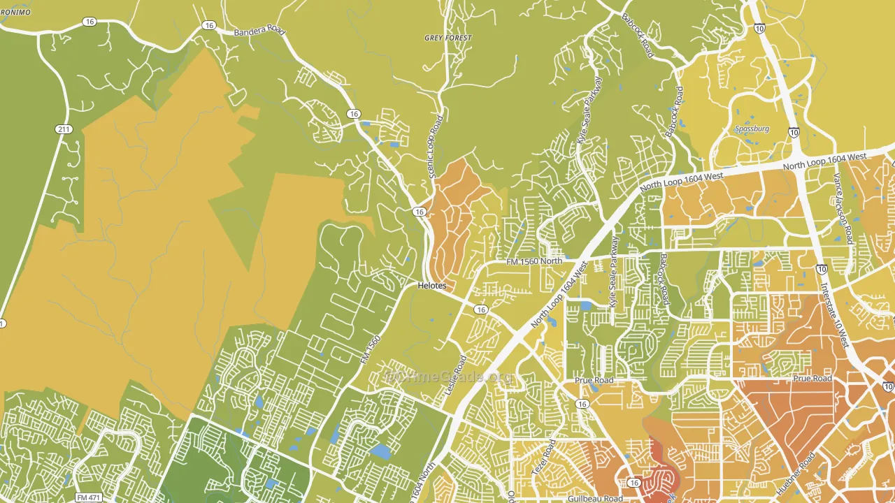 Helotes, TX Map of Vehicle Theft Rates