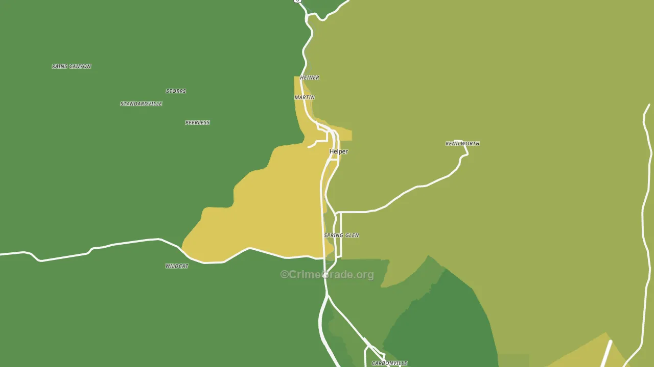 Helper, UT Map of Vehicle Theft Rates