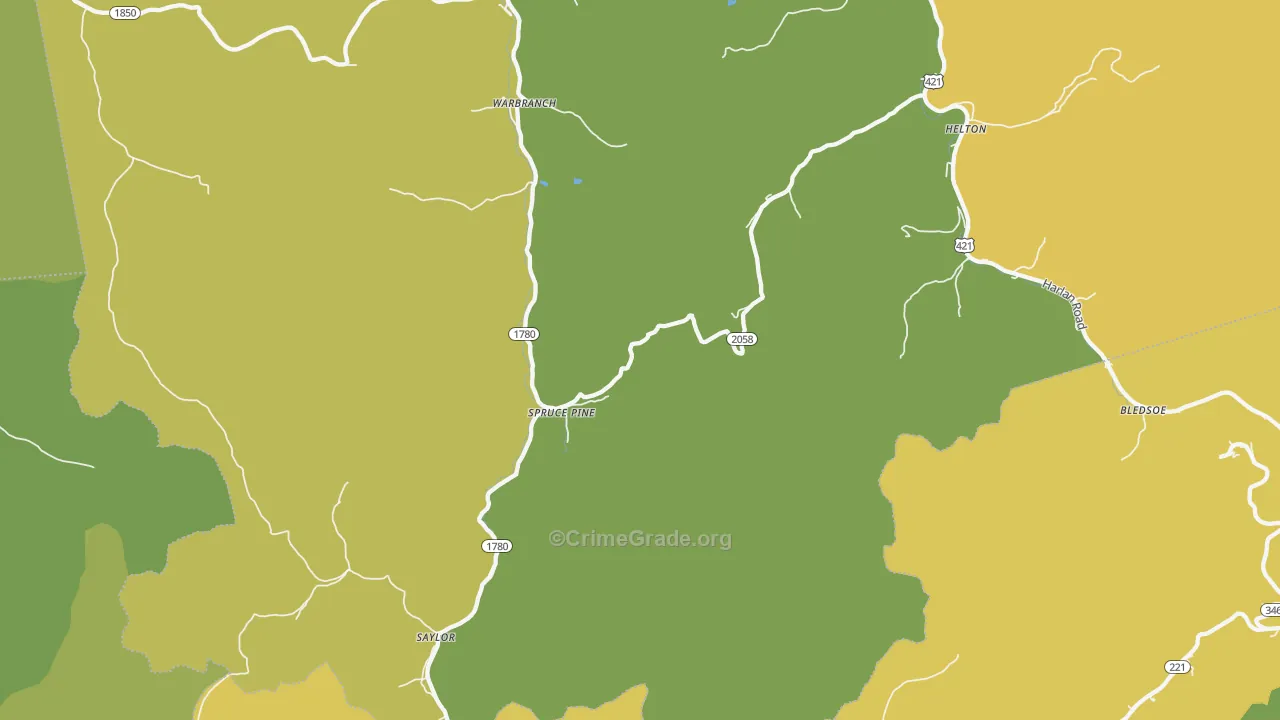 Helton, KY Map of Vehicle Theft Rates