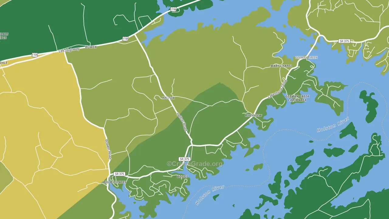 Helton, TN Map of Vehicle Theft Rates