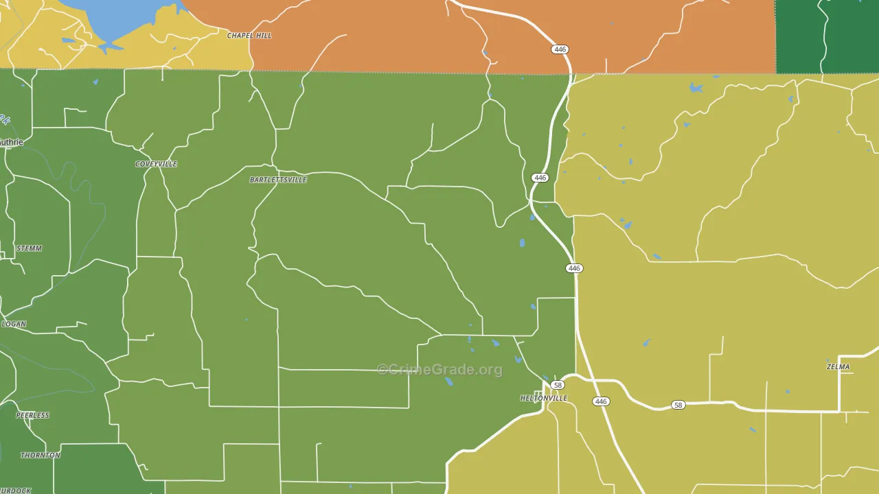 Heltonville, IN Map of Vehicle Theft Rates