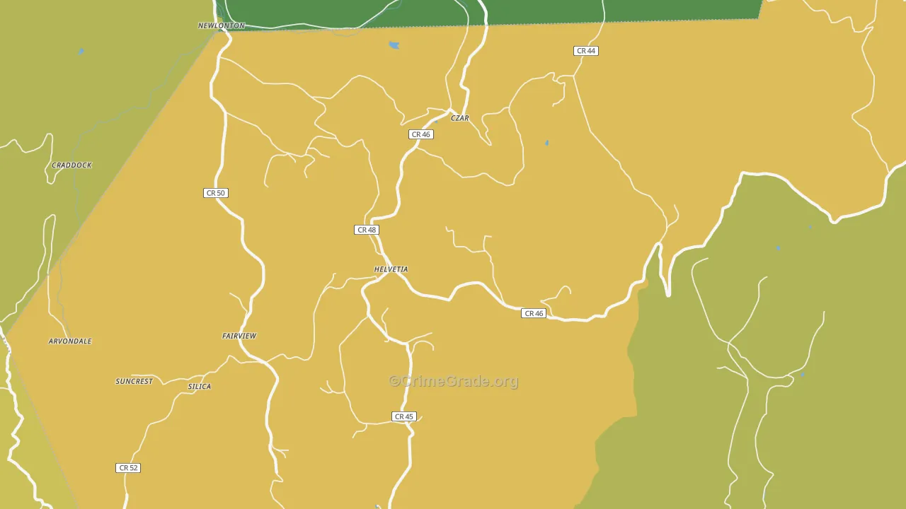 Helvetia, WV Map of Vehicle Theft Rates