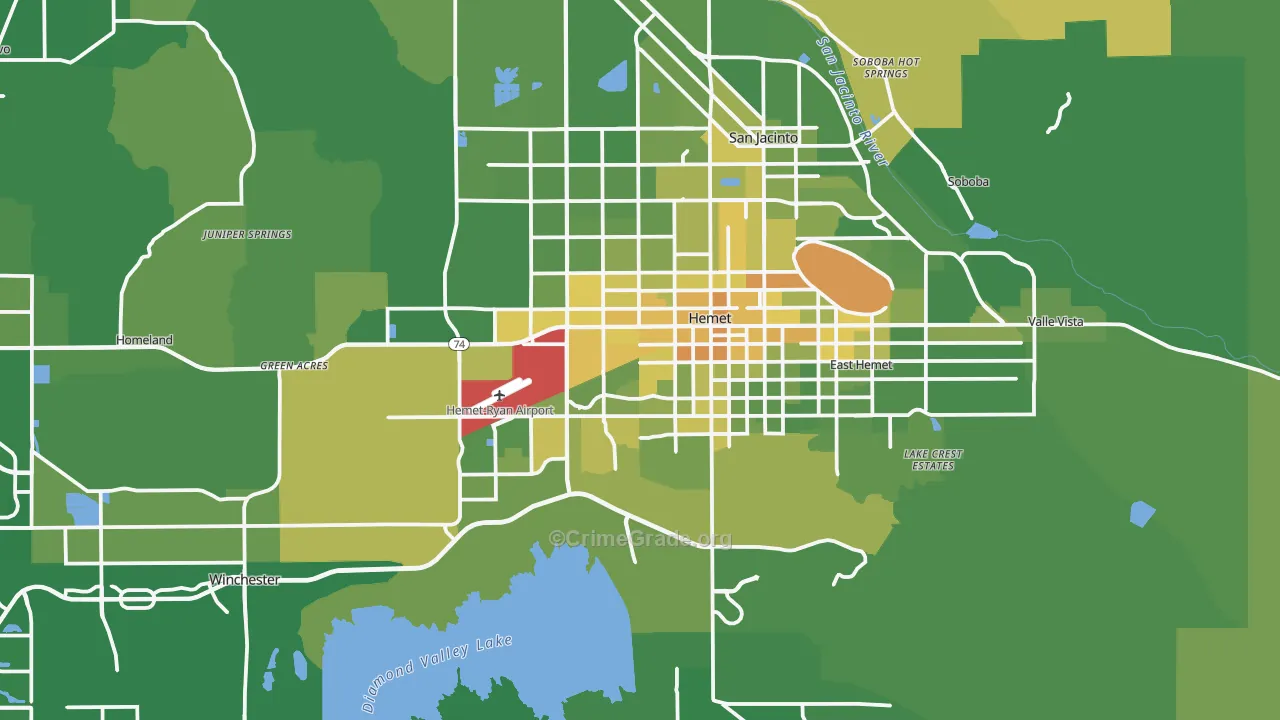 Hemet, CA Map of Vehicle Theft Rates