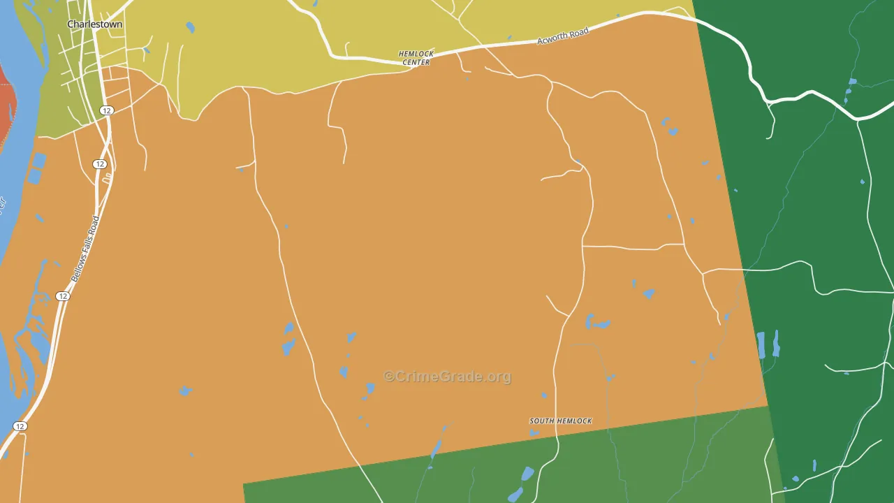 Hemlock Center, NH Map of Vehicle Theft Rates