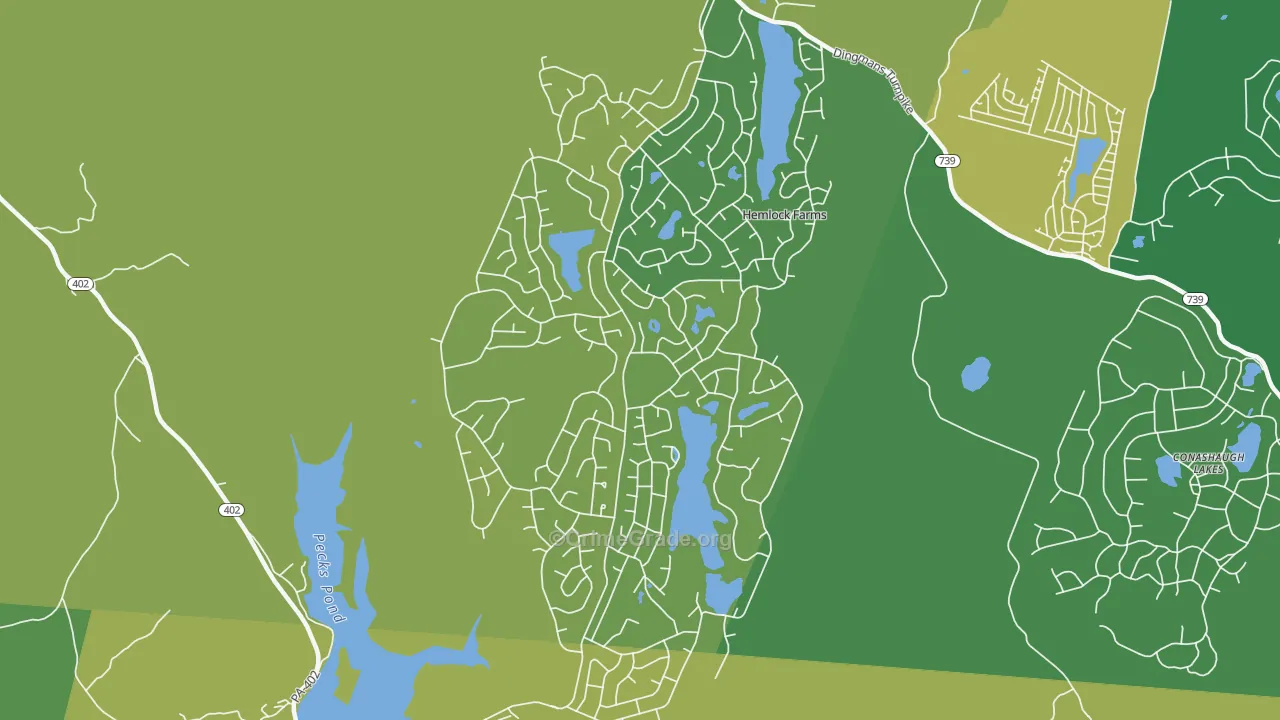 Hemlock Farms, PA Map of Vehicle Theft Rates