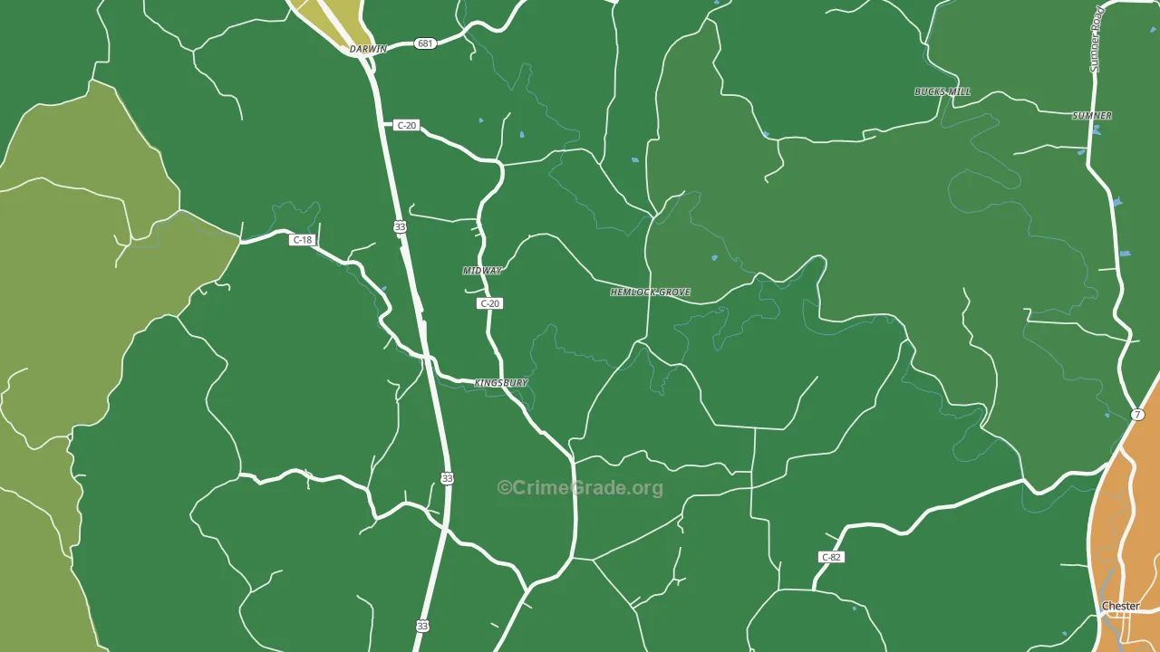 Hemlock Grove, OH Map of Vehicle Theft Rates