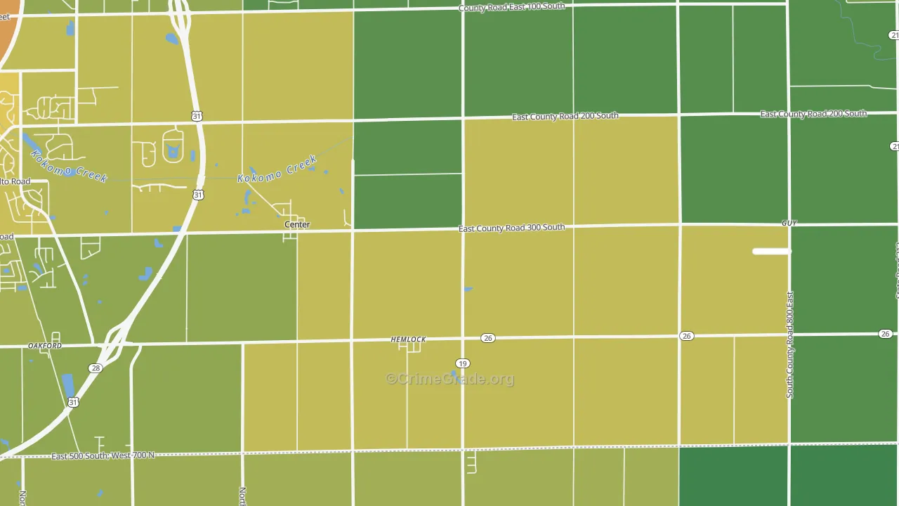 Hemlock, IN Map of Vehicle Theft Rates