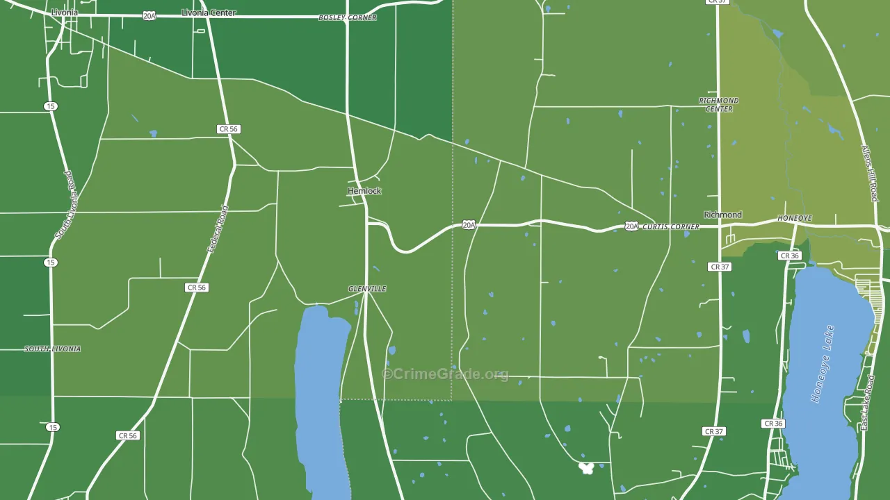 Hemlock, NY Map of Vehicle Theft Rates