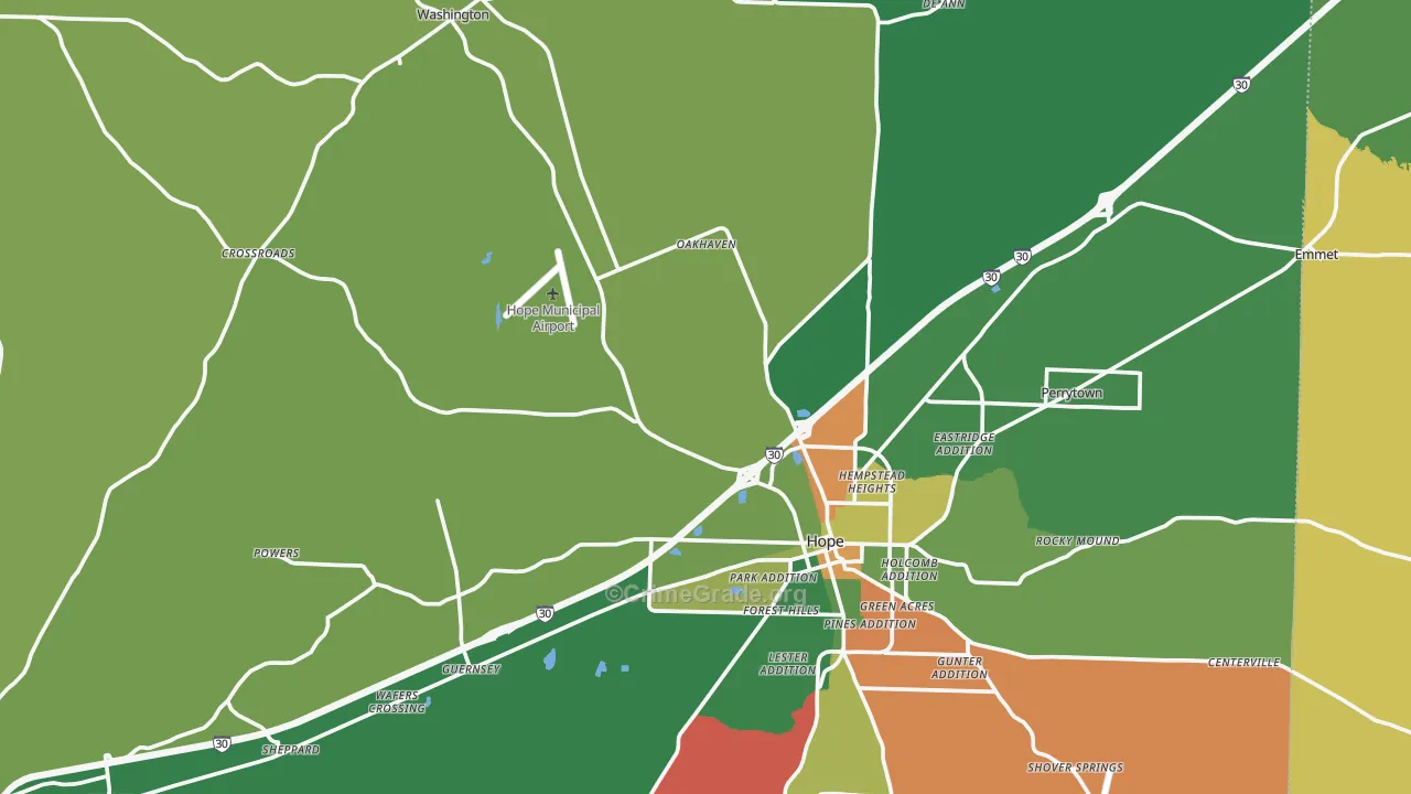 Hempstead County, AR Map of Vehicle Theft Rates