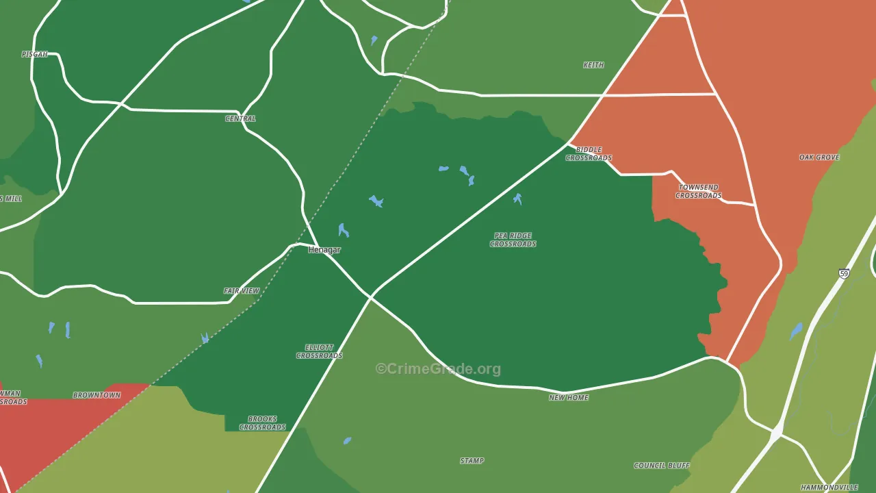 Henagar, AL Map of Vehicle Theft Rates