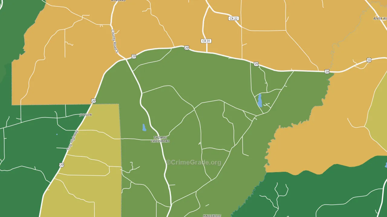 Henderson, AL Map of Vehicle Theft Rates