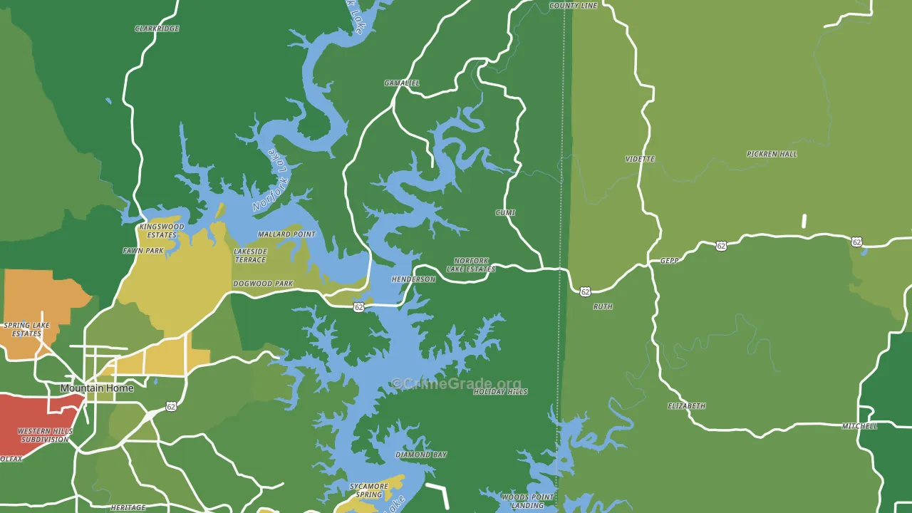 Henderson, AR Map of Vehicle Theft Rates